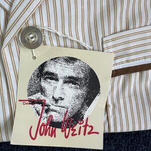 Vintage John Weitz Pajama‎ Top Mens Small White Stripe Long Sleeve Nightwear